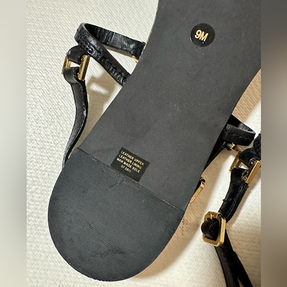 Tory Burch T-Bar Flat Sandals Snakeskin Print/Black Size 9 EUC - Picture 9 of 10